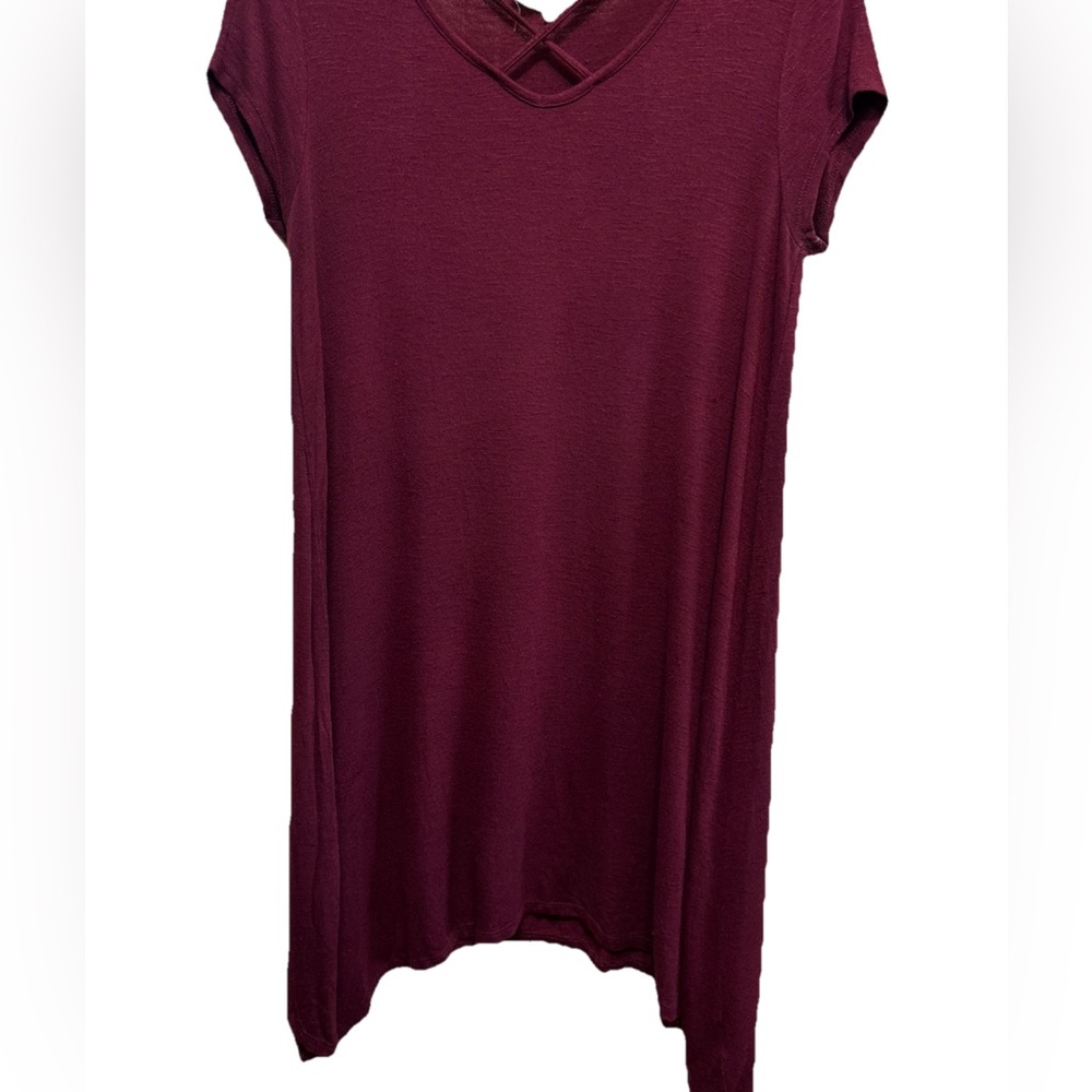 Burgundy Maroon Short sleeve Knit  Dress By Pink Rose